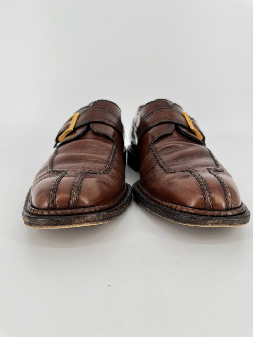 A. TESTONI Size 9 Cognac Leather Dress Shoes