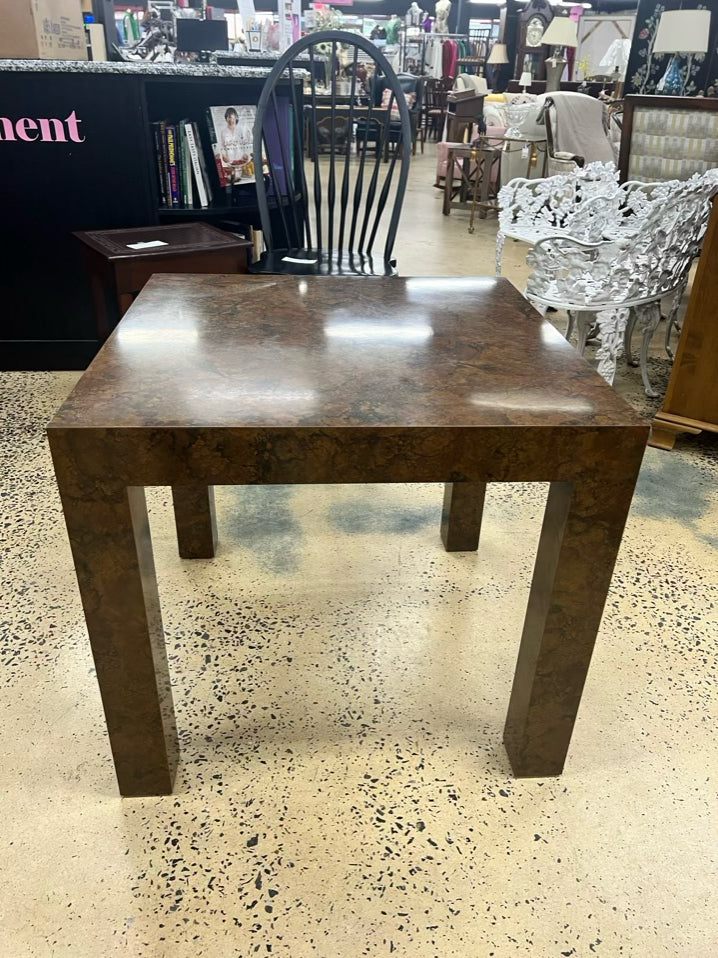 Brown Parsons Copper Look Occasional Table