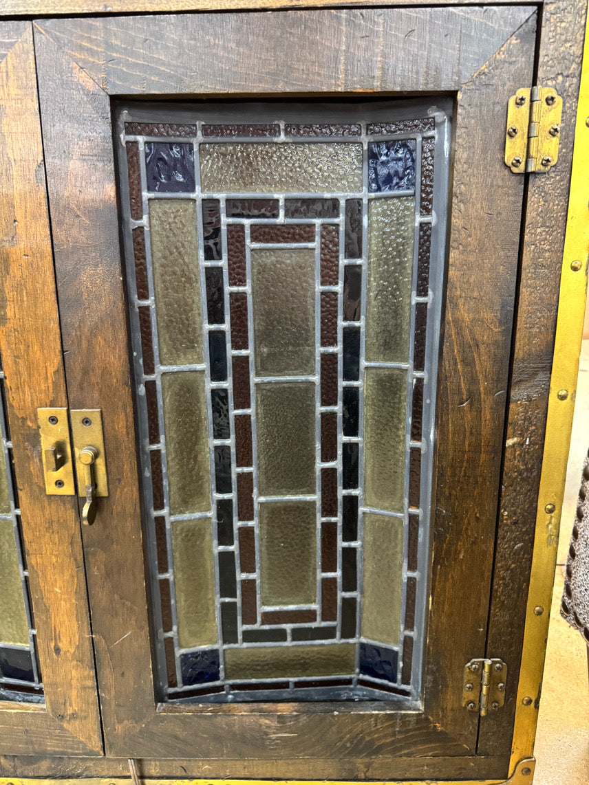 HABERSHAM Wood & Stained Glass Bar Cabinet