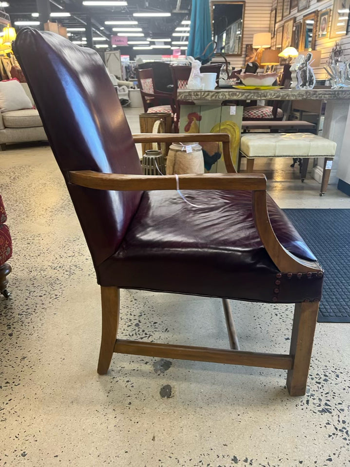 Red Leather Chippendale Chair