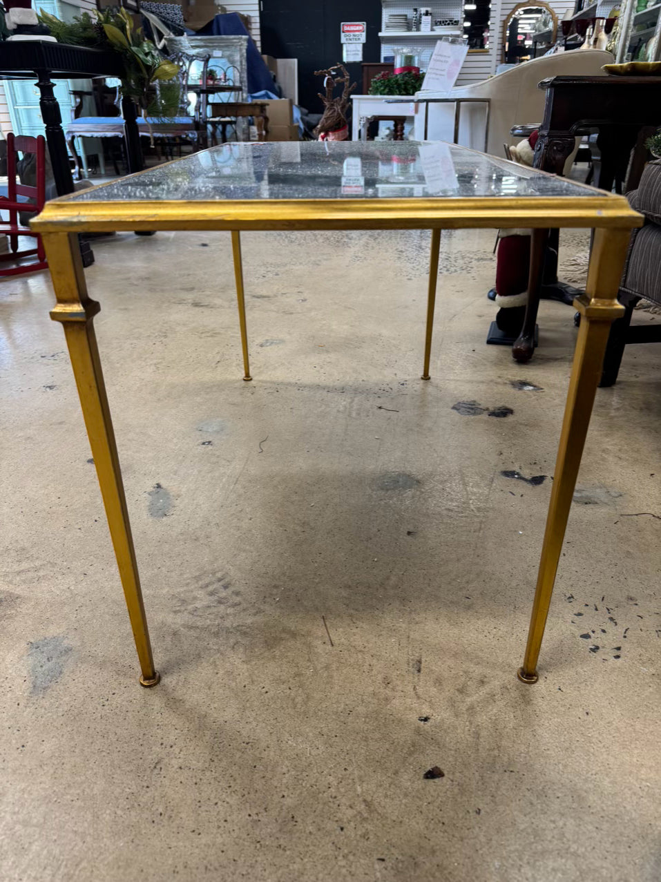 LILLIAN AUGUST Gold Mirror Top Coffee Table