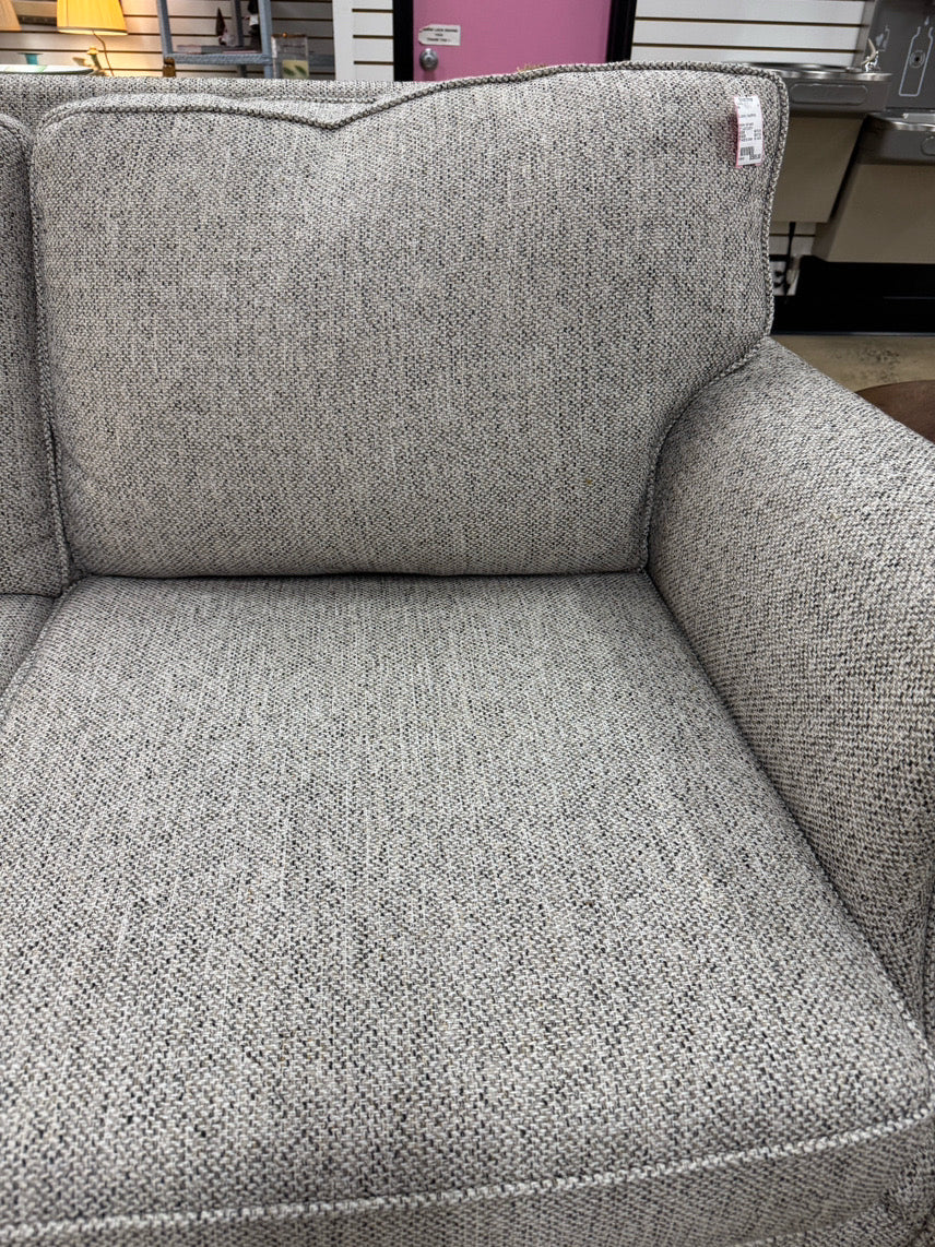 Gray & White Tweed Nail Heads Sofa