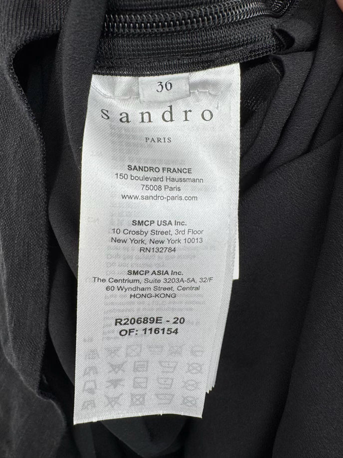 SANDRO Size 36 Black Cutout Detail Dress