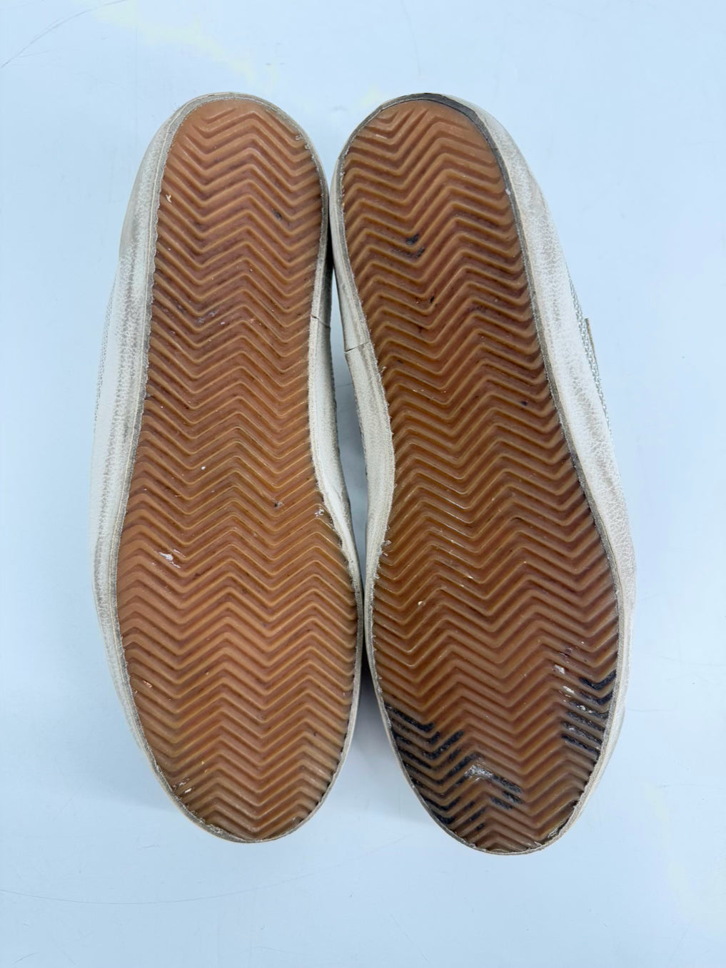GOLDEN GOOSE Size 45 Olive & Cream Leather Sneakers
