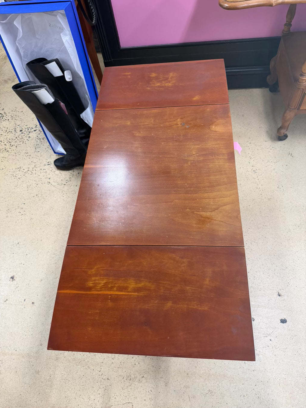 VINTAGE Light Wood Drop Leaf Table w/ 2 Drawers