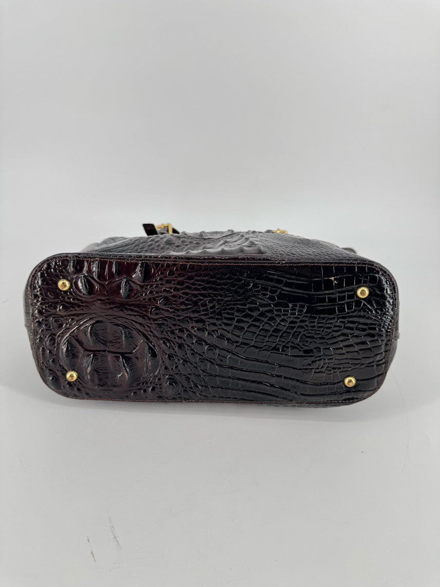 BRAHMIN Brown Leather Embossed Croc Purse