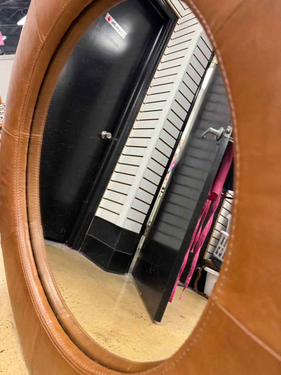 FOR NOW DESIGNS Caramel Leather Round Mirror