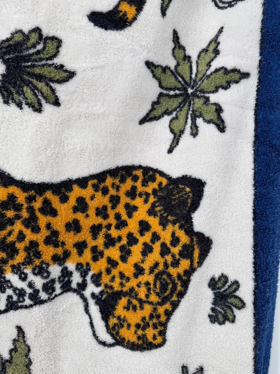 HERMES Blue & Yellow Cheetah Pair of Beach Towels