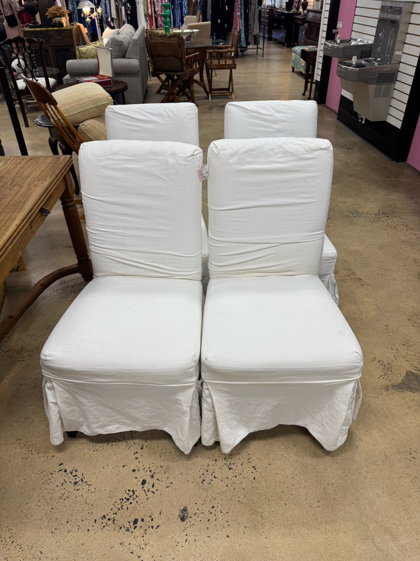 White Slip Cover Set of 4 Chairs