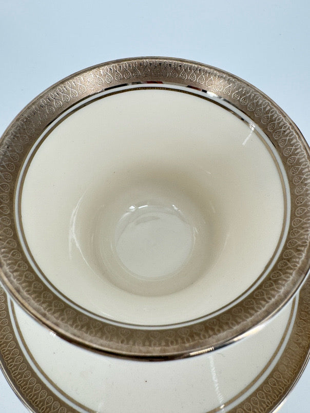 PICKARD White & Silver Geneva Set of 8 Dinnerware