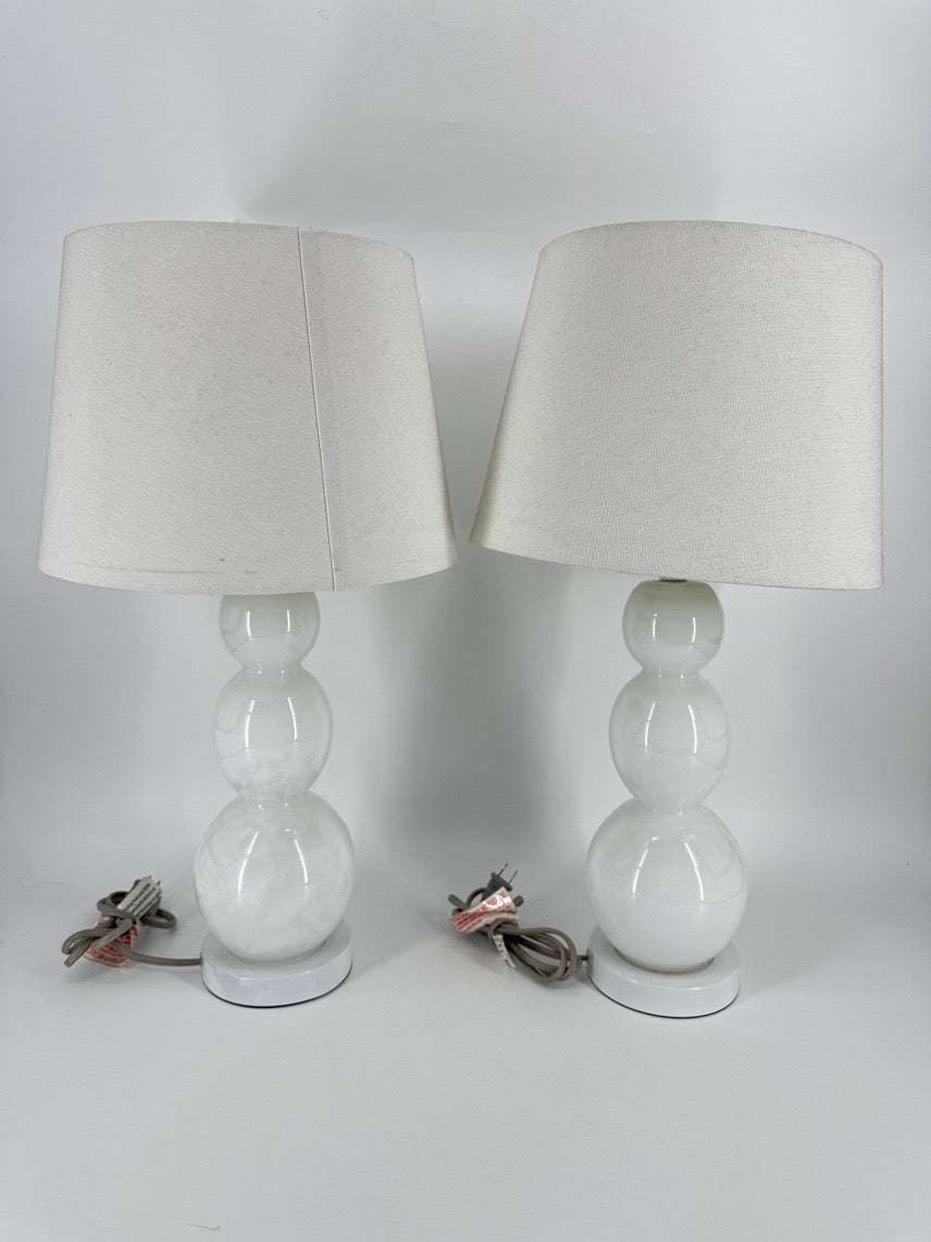 SAFAVIEH White Jayne Three Sphere Glass Pair of Lamps