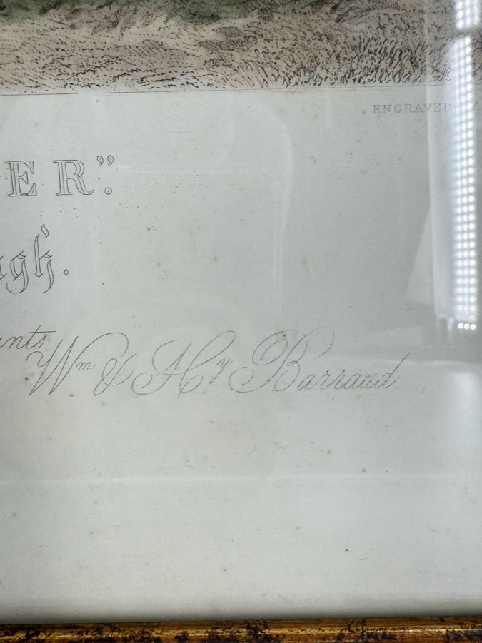 ANTIQUE W&H BARRAUD "Mr. Charles Davis on the Traverse" Engraving in Black & Gold Frame