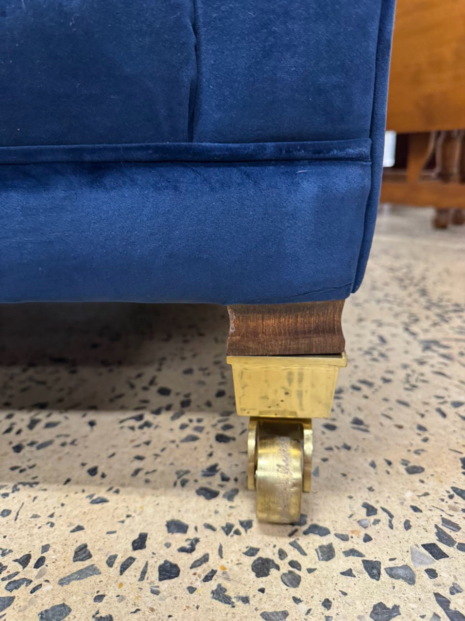 DURESTA Blue Velvet Fold Down Sides Sofa