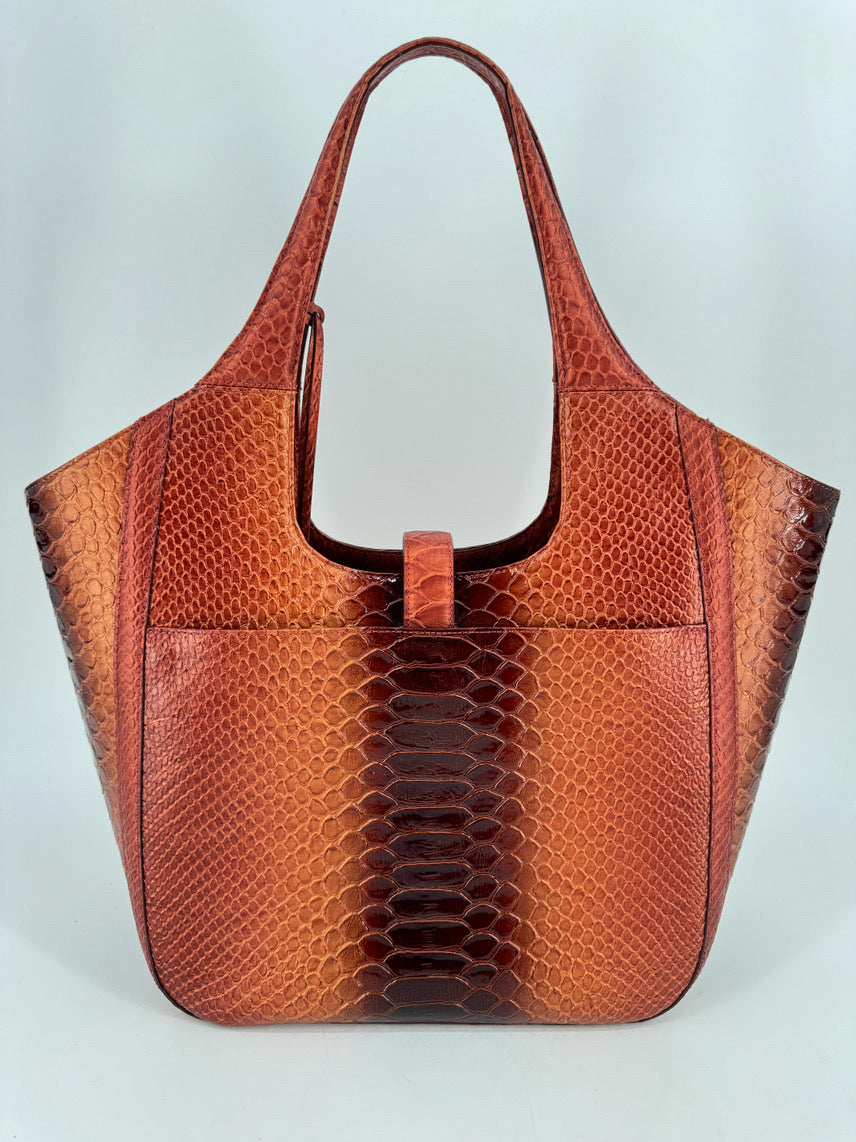 BRAHMIN Red & Orange Embossed Croc Carla Purse