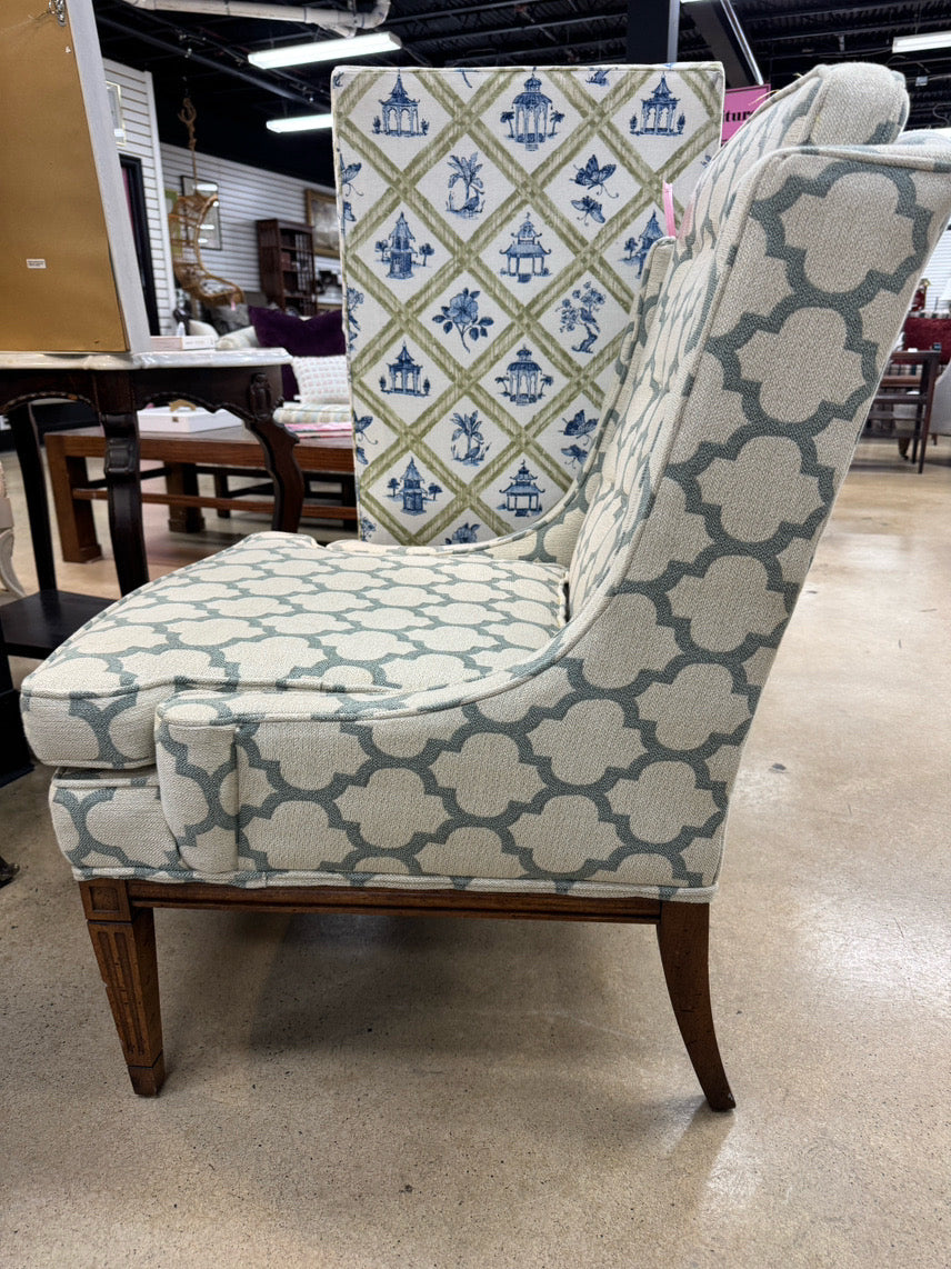 Aqua & Cream Geometric Chair