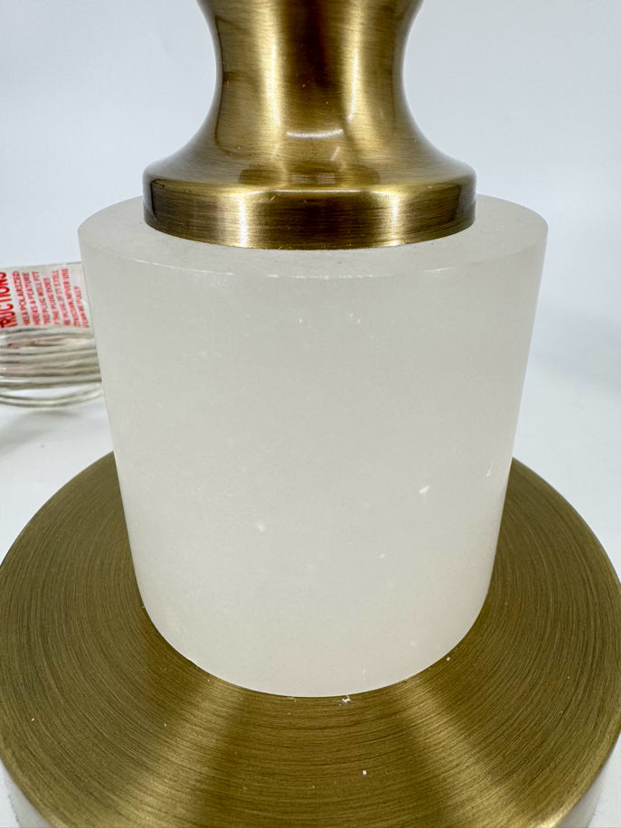 Crystal, Polished Metal, & Alabaster Pair of Lamps