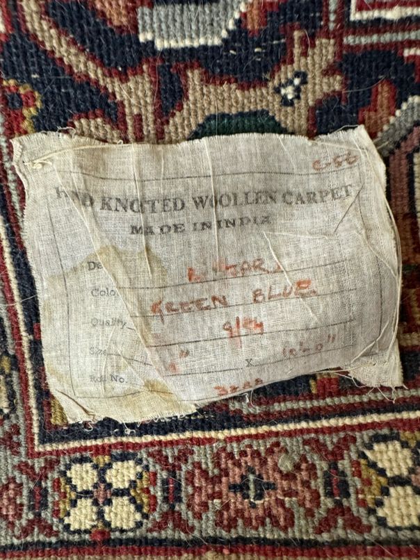 INDIA Green & Red Hand Knotted Wool Oriental Rug