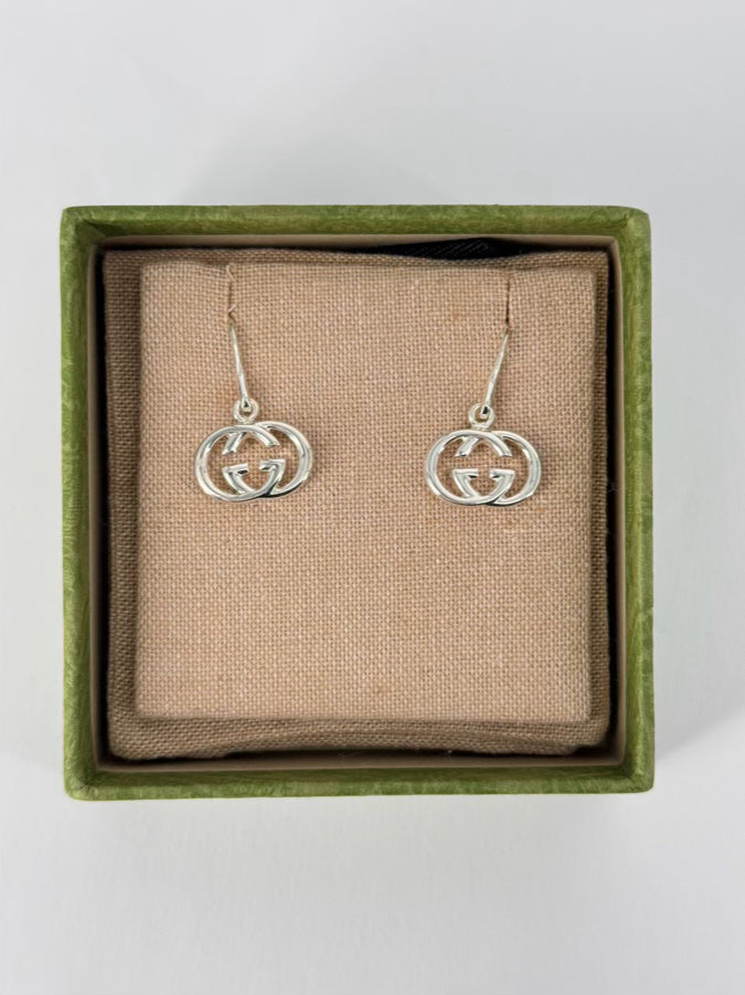 GUCCI STERLING SILVER Logo Earrings