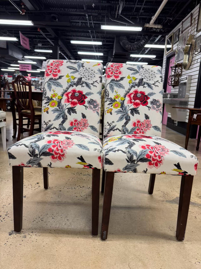 SKYLINE IMPORTS Pink & Gray Floral Pair of Chairs