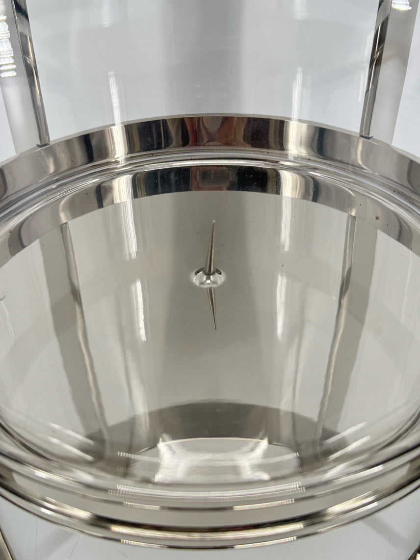 RALPH LAUREN Nickle Plate & Glass Hurricane Candle Holder