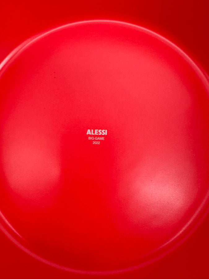 ALESSI Red & White Ceramic & Plastic Alzata Cake Plate