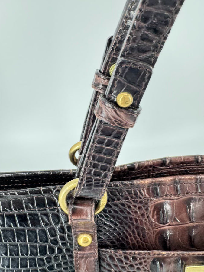 BRAHMIN Chocolate Embossed Leather Purse