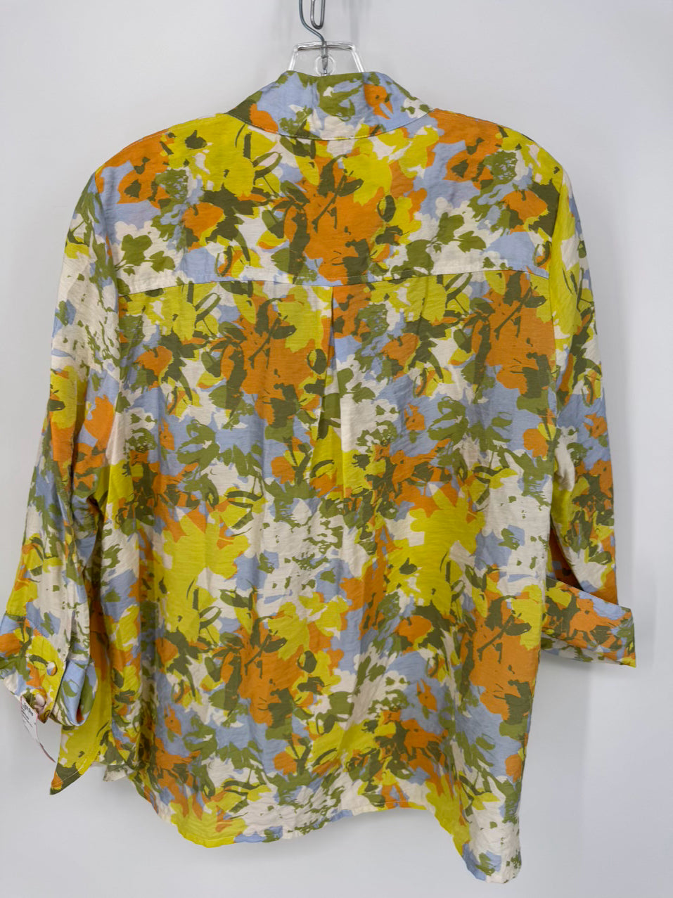 ABBEYGLASS Size 2XL Yellow & Green Foliage Print Effie Blouse NWT