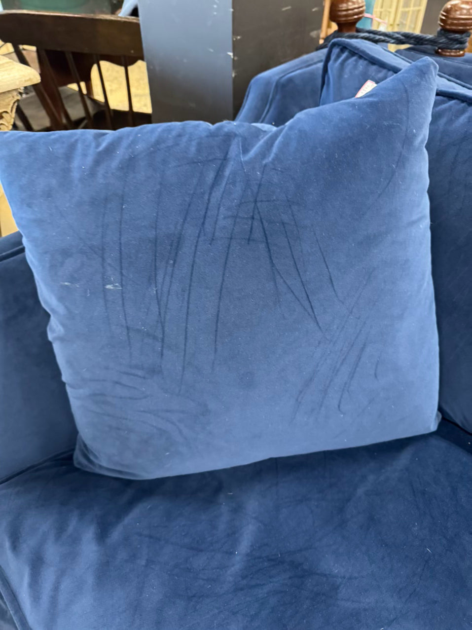 DURESTA Blue Velvet Fold Down Sides Sofa