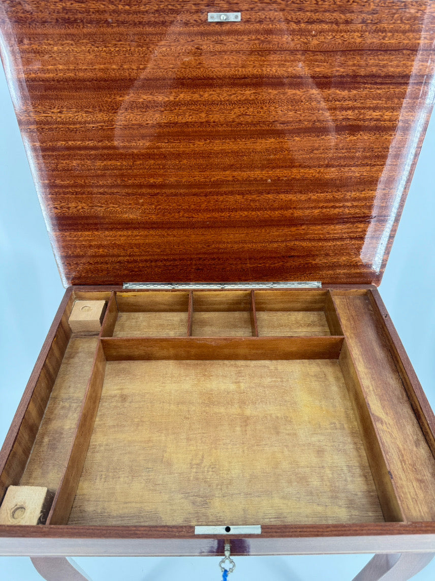 Wood Marquetry Music Box Side Table