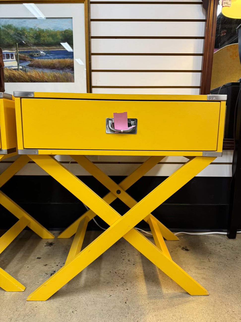 Yellow Wood End Table
