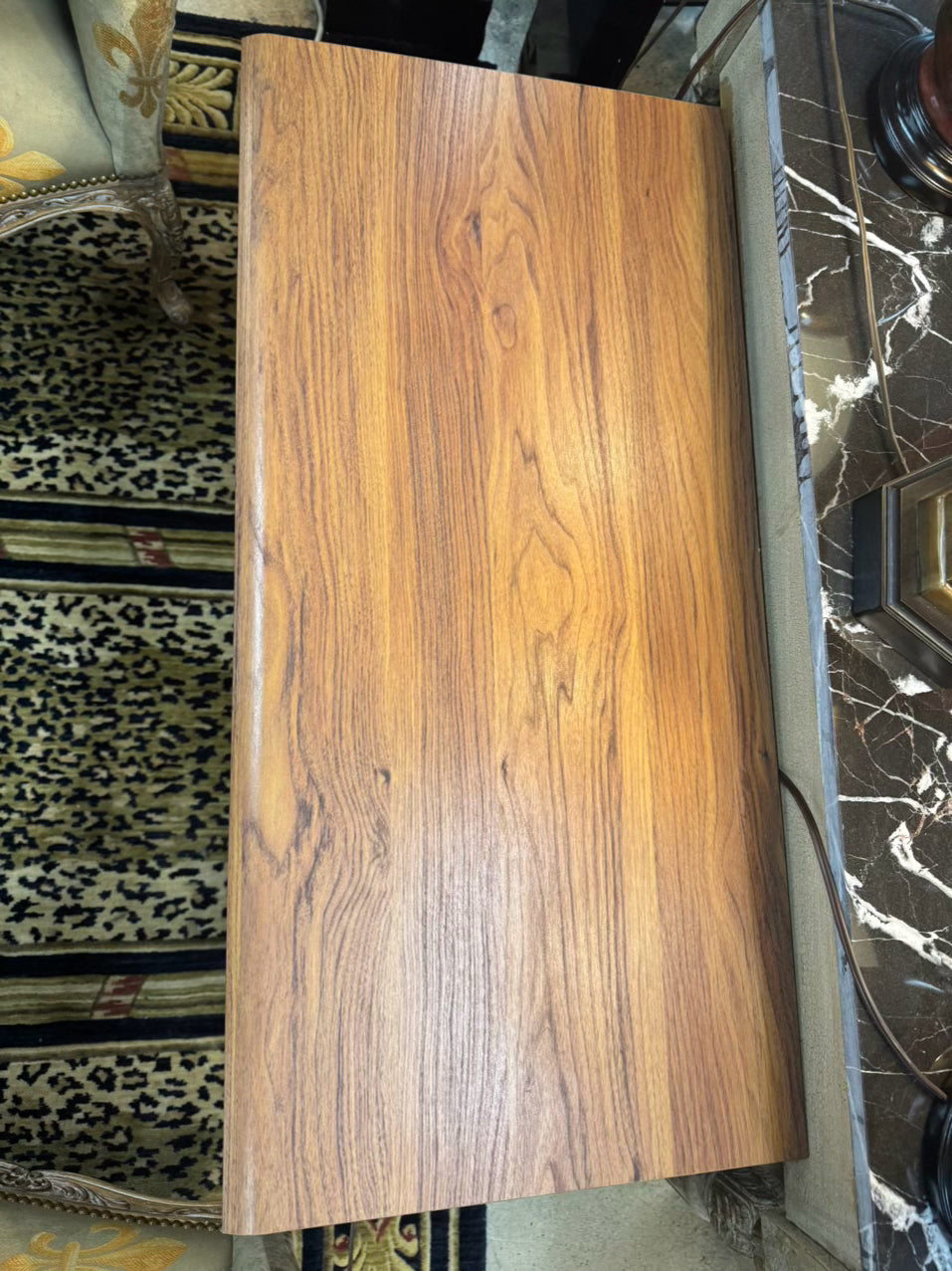 Wood Slat Record Cabinet w/ Sliding Door