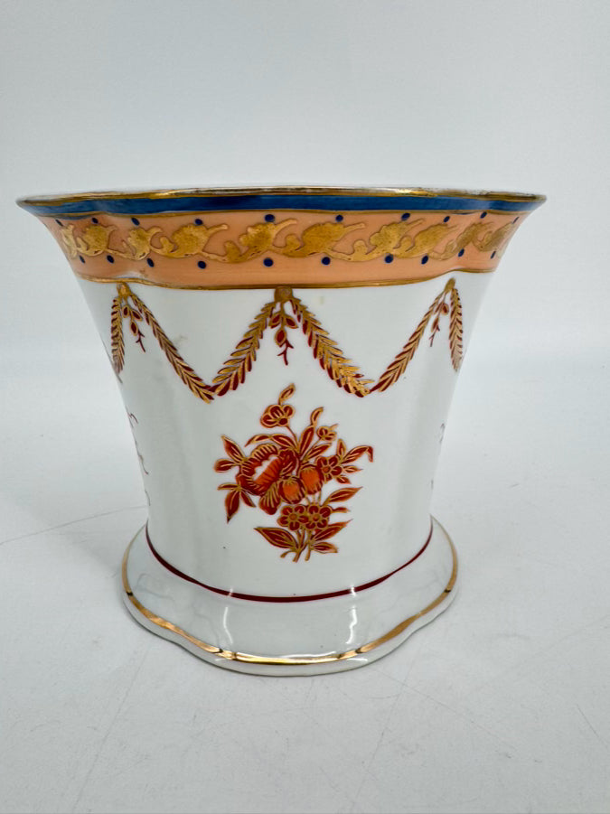 LSCO Rust & Gold Ceramic Handpainted Decorative Cachepot