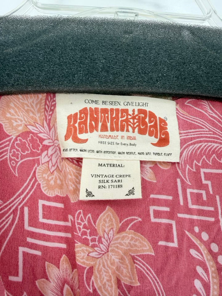 KANTHA BAE Size Wmn's Free Size Pink Ruffle Print Wrap Dress