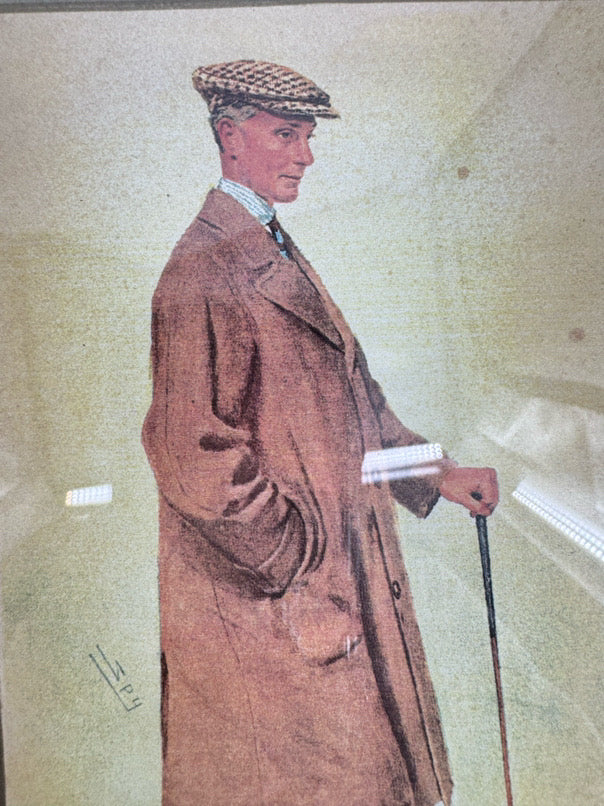 Set of 4 Framed Golfing Prints in Brown & Gold Frames