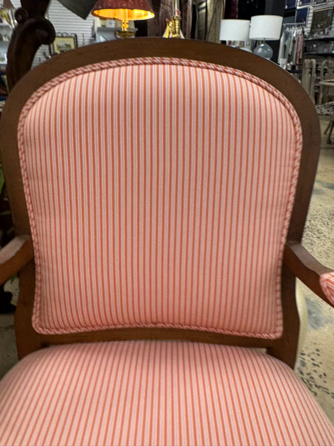 Orange & White Stripe Louis XV Chair