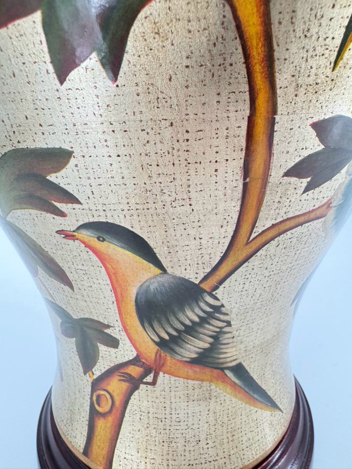 Gold & Green Ceramic Birds Lamp