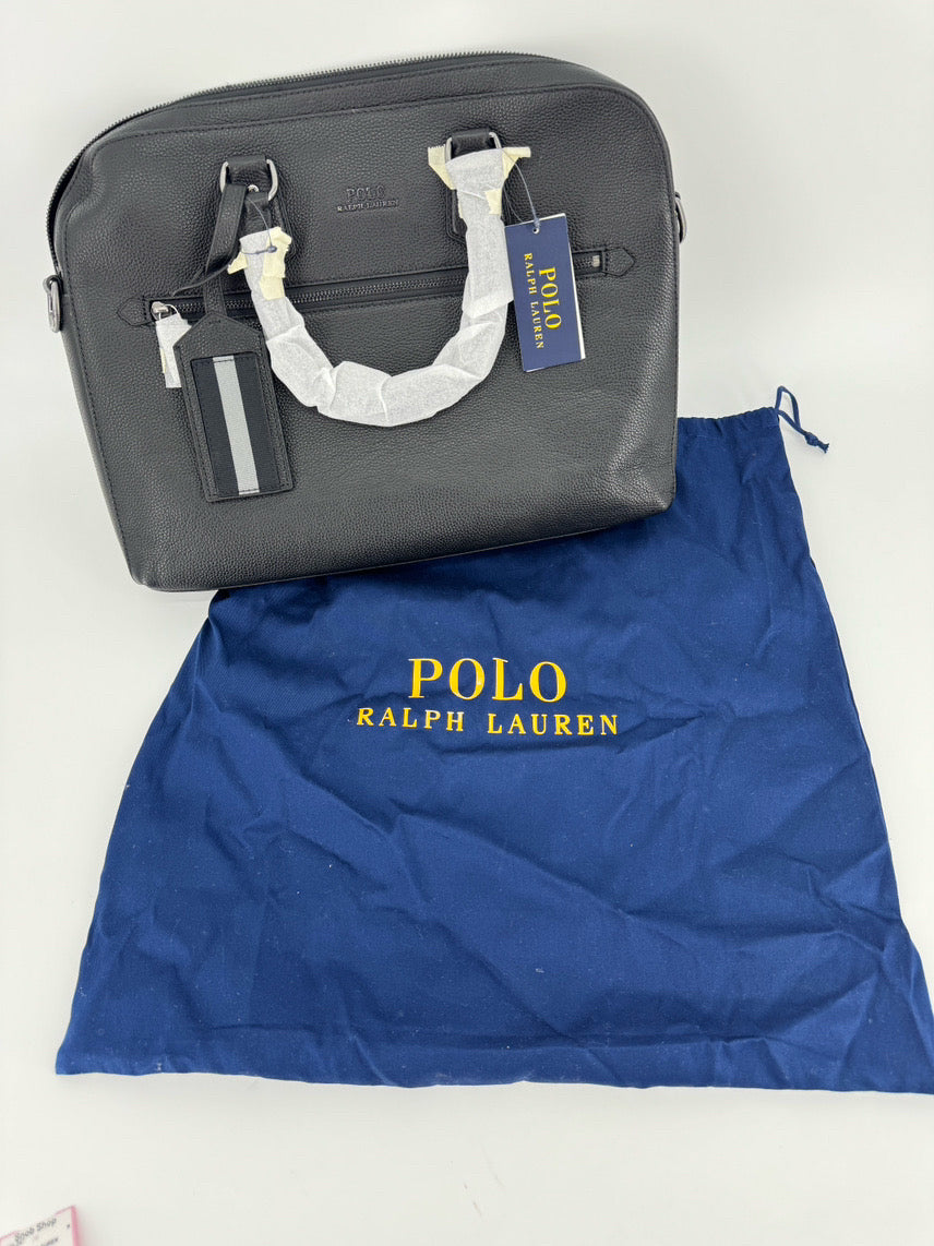 POLO RALPH LAUREN Black Leather Briefcase NWT