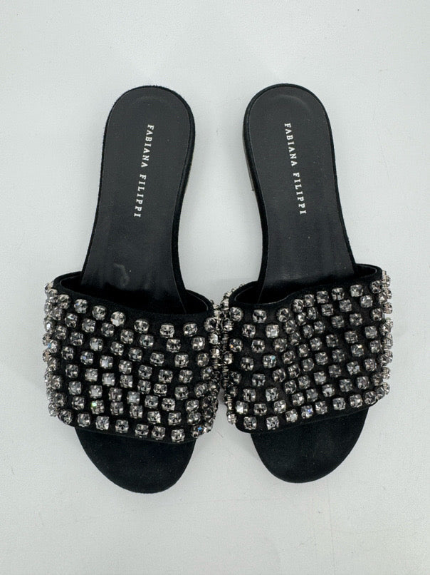 FABIANA FILIPPI Size 37 Black Crystal Detail Sandals