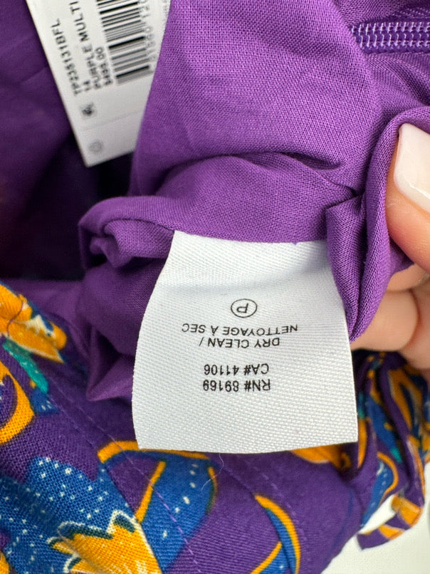 DEREK LAM 10 CROSBY Size 14 Purple & Yellow Flowers Sleeveless Dress NWT