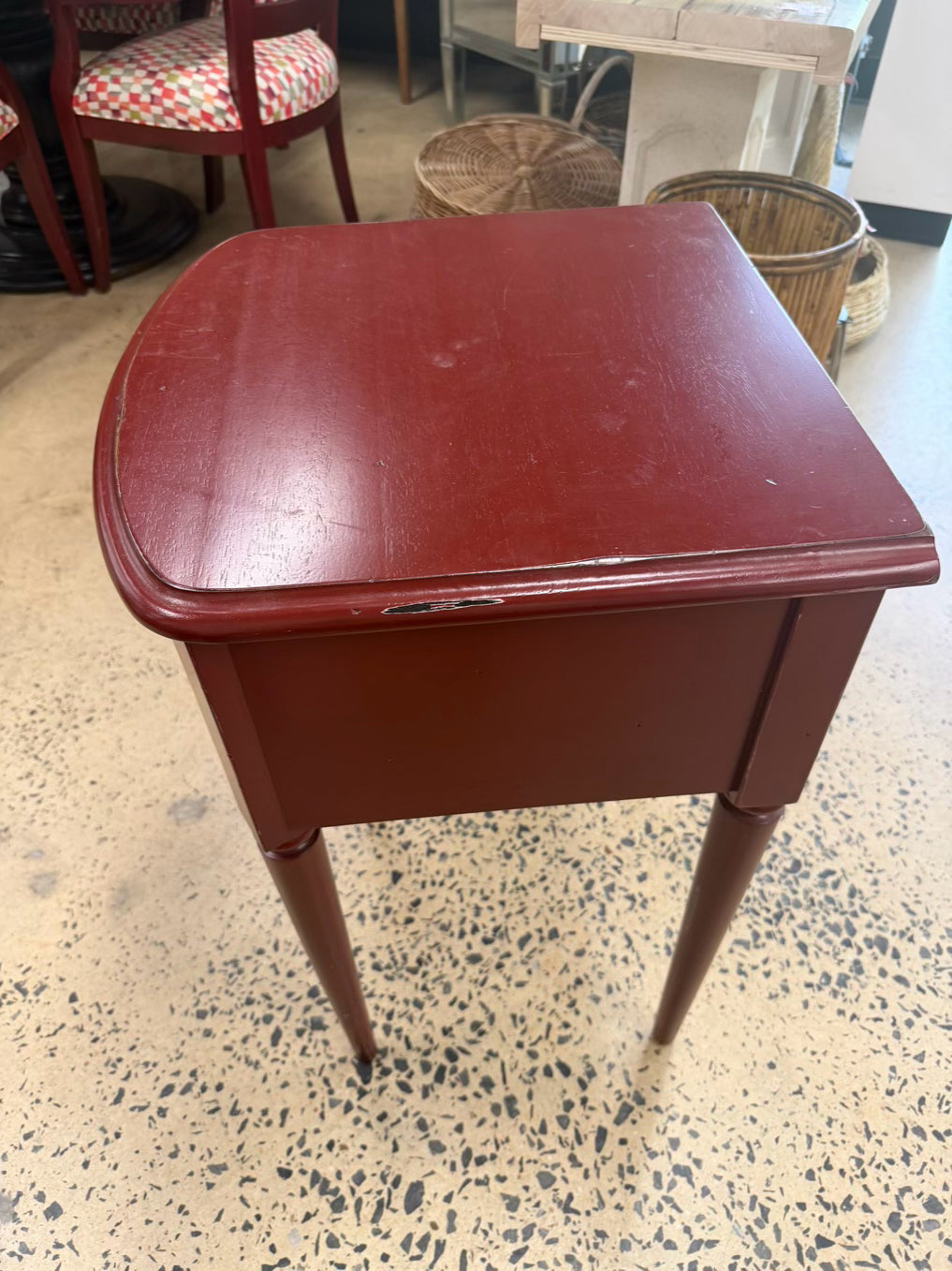 Red Wood End Table w/ Drawer