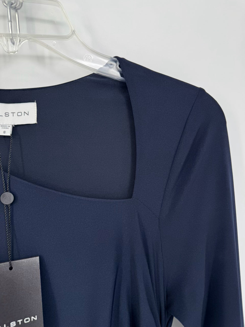 HALSTON Size 8 Midnight Rouching Giorgia Jersey Cocktail Dress NWT