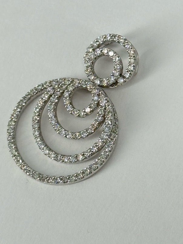 18k White Gold Diamond Layers Circles Pendant