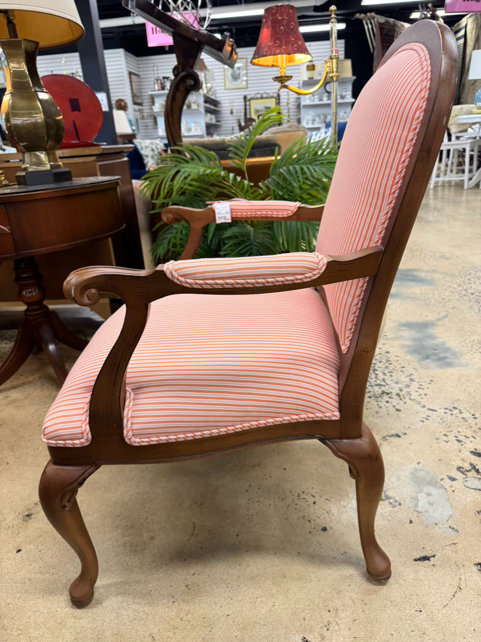 Orange & White Stripe Louis XV Chair