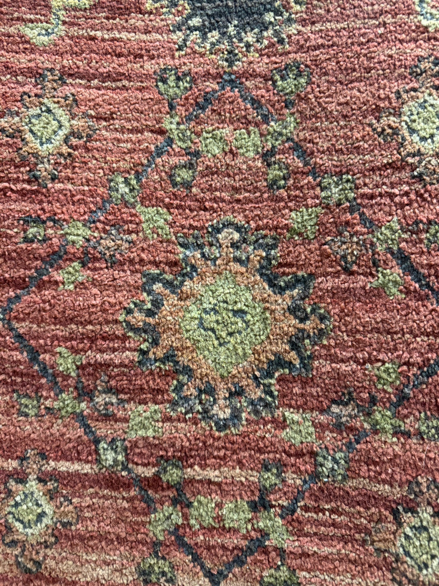 Brick & Cream Wool Area Rug