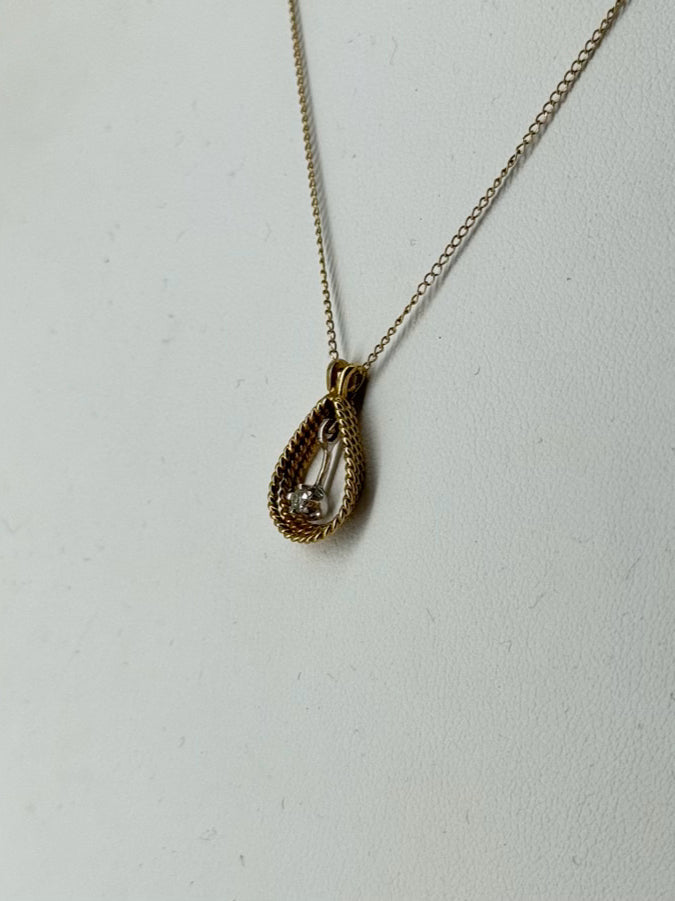 14K Diamond Teardrop Necklace