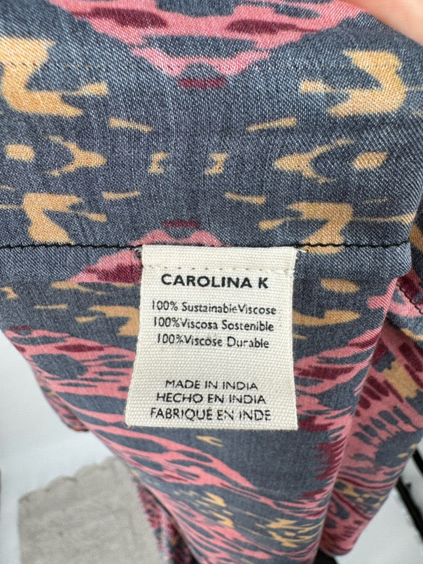 CAROLINA K Size S Salmon & Black Print Sleeveless Maxi-Dress