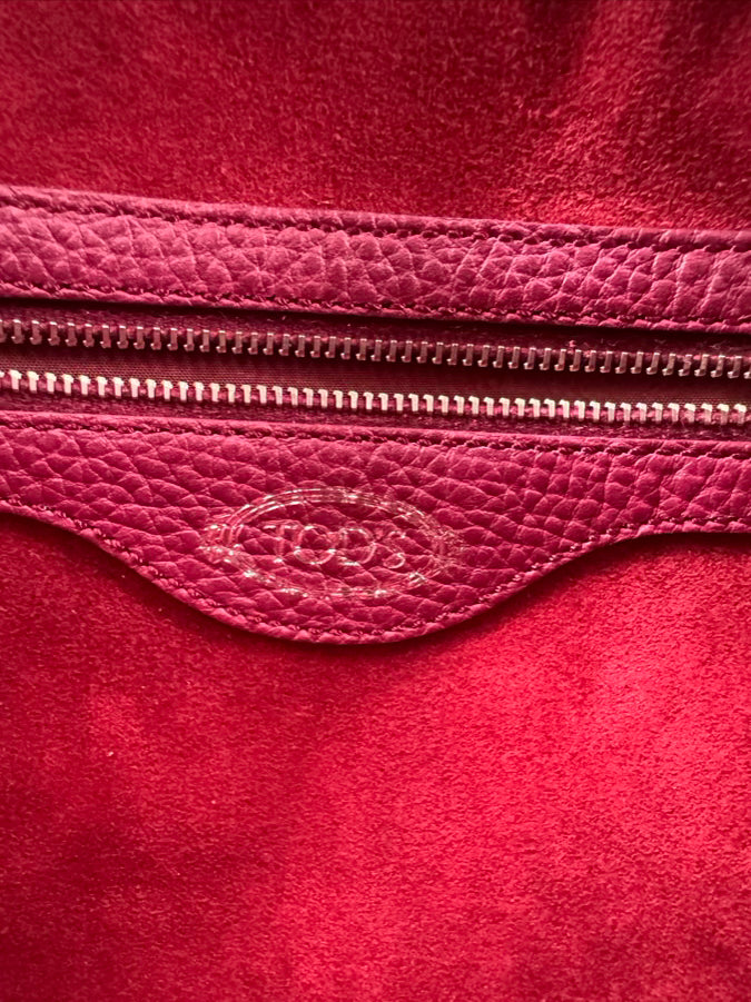 TODS Wine Leather Tassel Tote NWT
