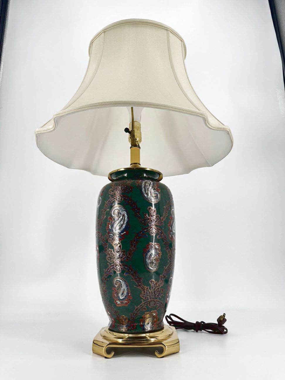 Green Paisley Porcelain Brass Base Lamp