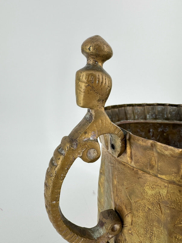 VINTAGE Brass Etched Planter