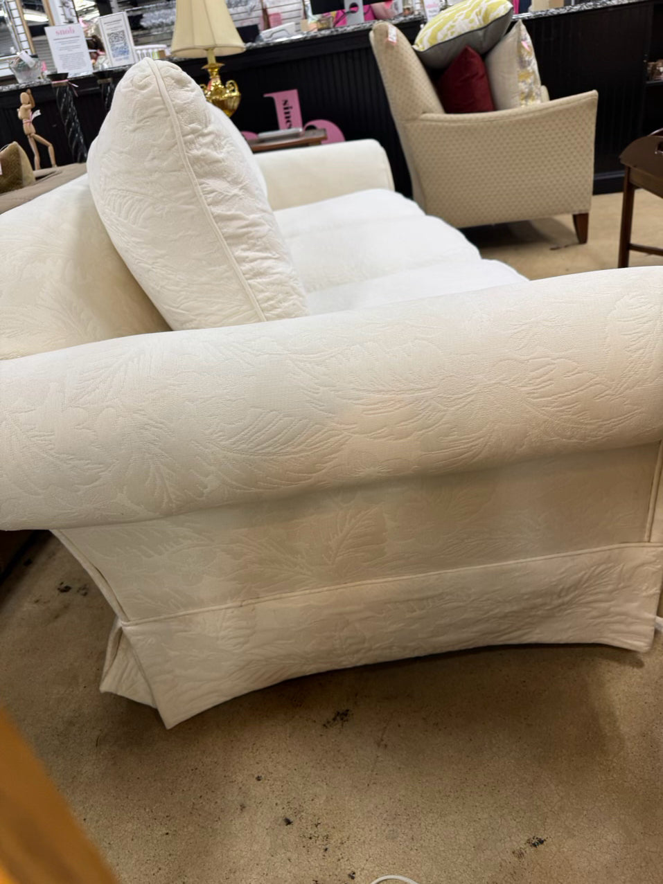 White 3-Cusion Quilted Sofa